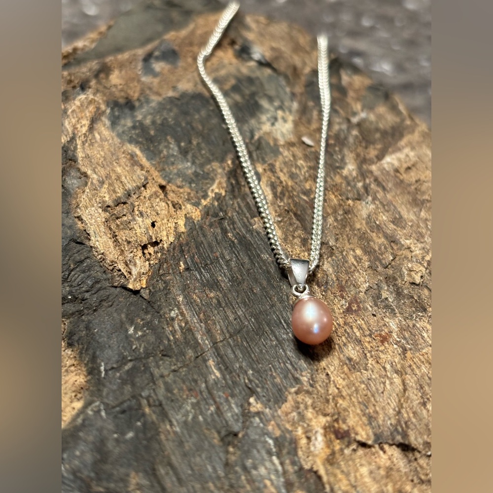 Minimalist Freshwater Pearl Necklace | NYC Designer | Soft Blush Pink Teardrop